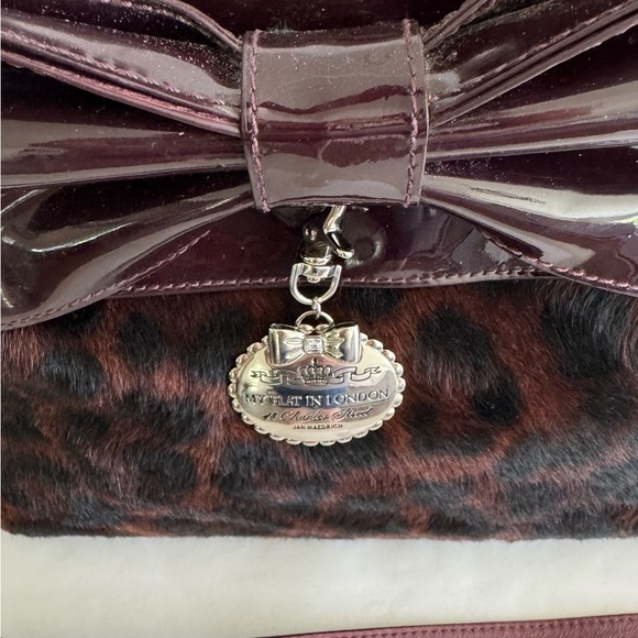 My Flat In London Leopard Faux Fur & Patent Bow Bag MFIL Creed – Rare Sz Medium - Picture 3 of 15